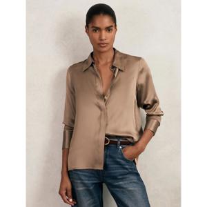 REISS Ameira Silk-Satin Concealed-Placket Shirt